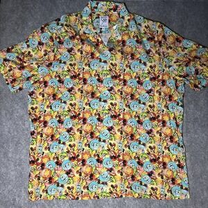 Reyn Spooner Walt Disney 50 Anniversary Men's 2xl Hawaiian Yellow Short Sleeve